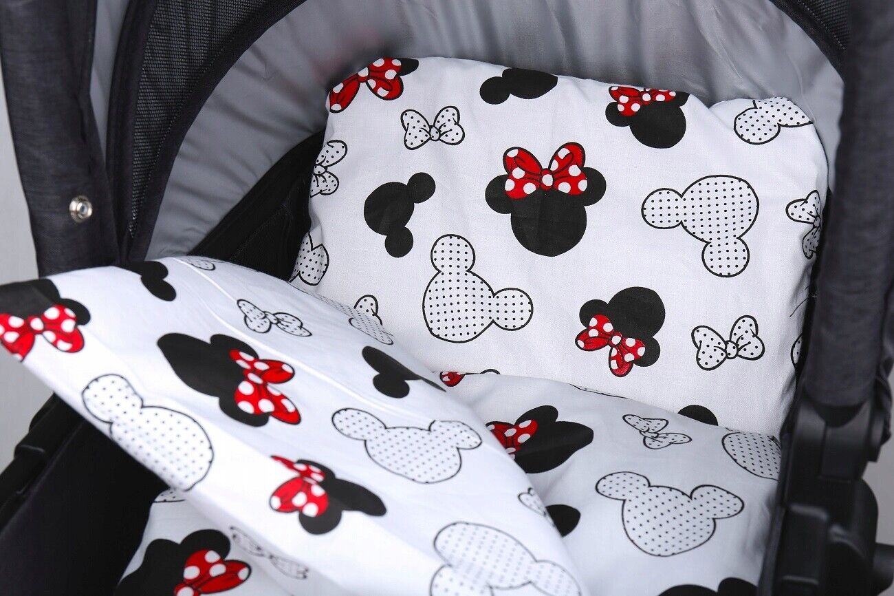 Baby Bedding Set 2pc fit Cradle/Moses basket/Pushchair 70x80 Bow Ears