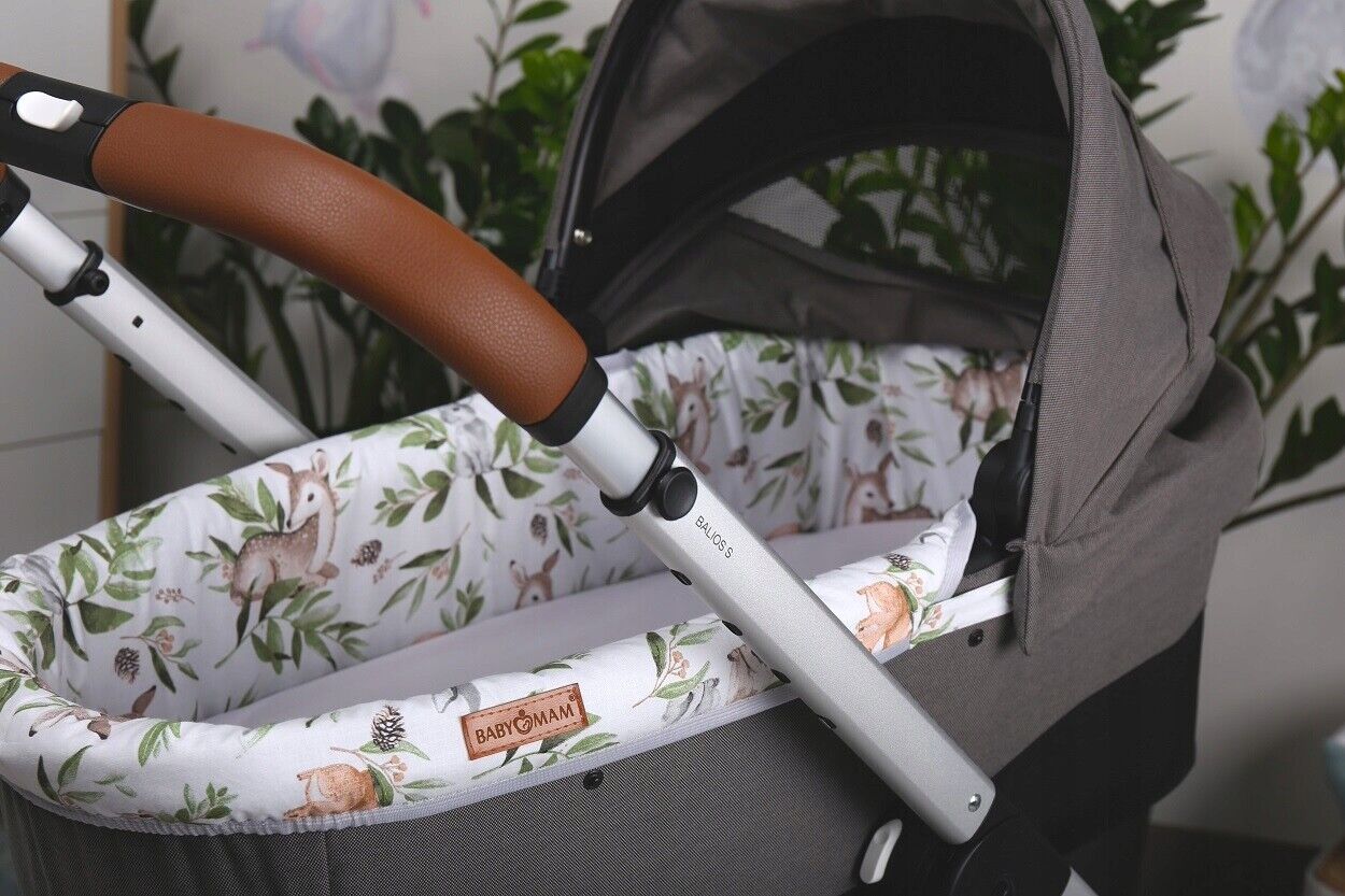 Carrycot cover Double-sided Liner Pushchair Pram Green Glade/Grey