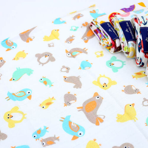 Bamboo nappy cloth Printed Soft To Touch Diaper Bibs Reusable 30x30cm Birds Yellow