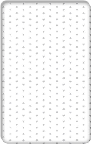 Baby Fitted Toddler Bed Sheet Printed 100% Cotton Mattress 160X80cm Small Grey Stars On White