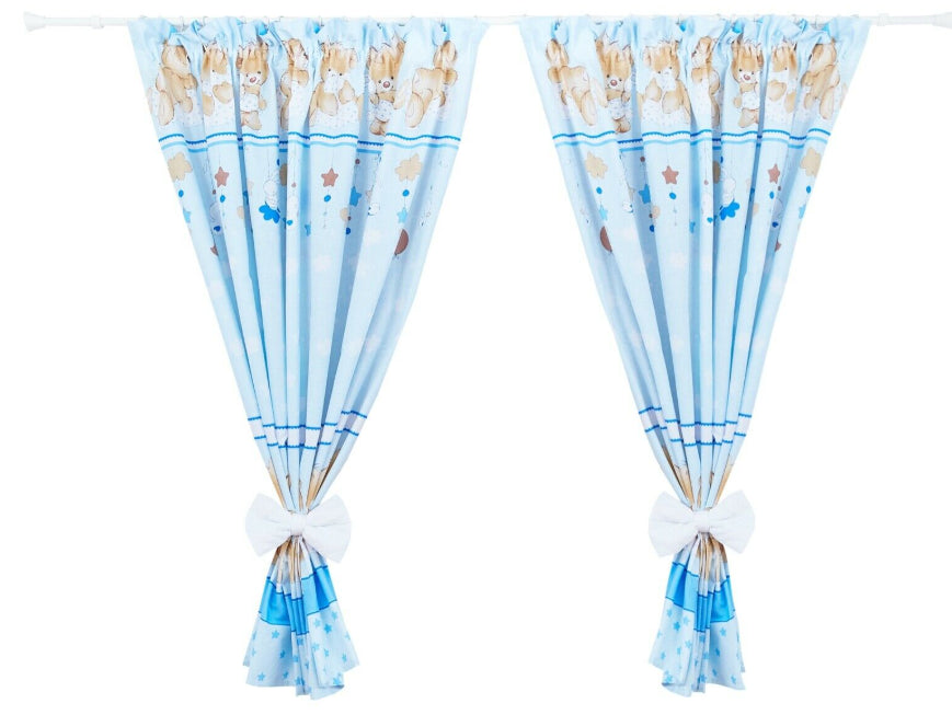 Nursery Curtains for Babies & Toddler's Bedroom Cuddle bears blue