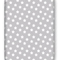 Cotton Fitted Baby Sheet Fit Moses Basket Pram 80X38cm - Big White Stars On Grey