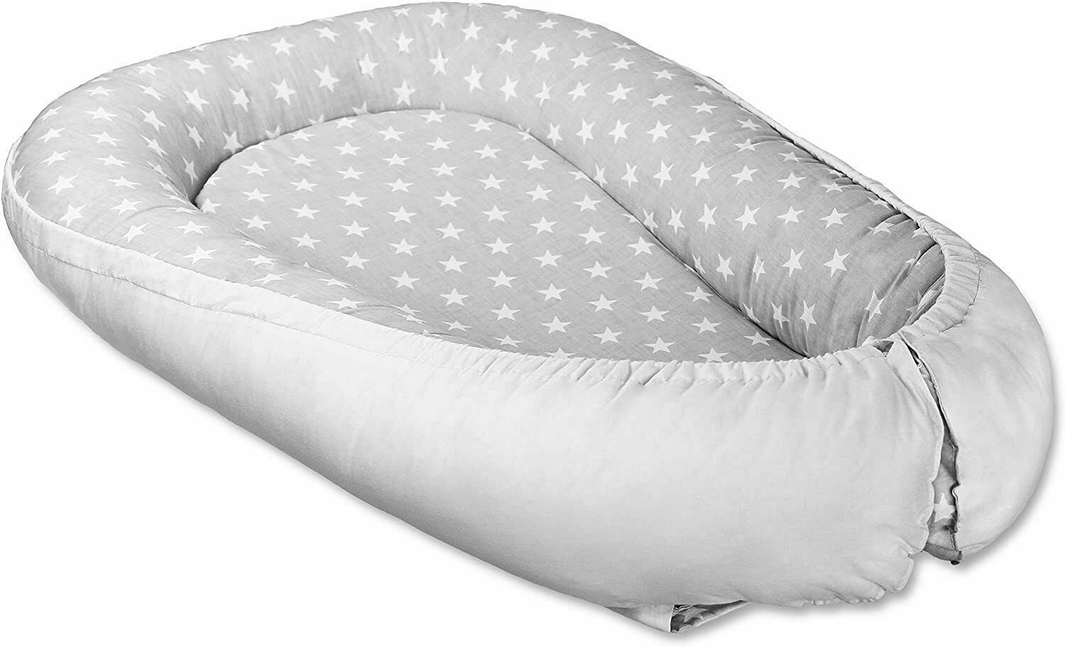 Baby Soft Cocoon Infant Reversible Sleep Nest Grey/ Small White Stars On Grey