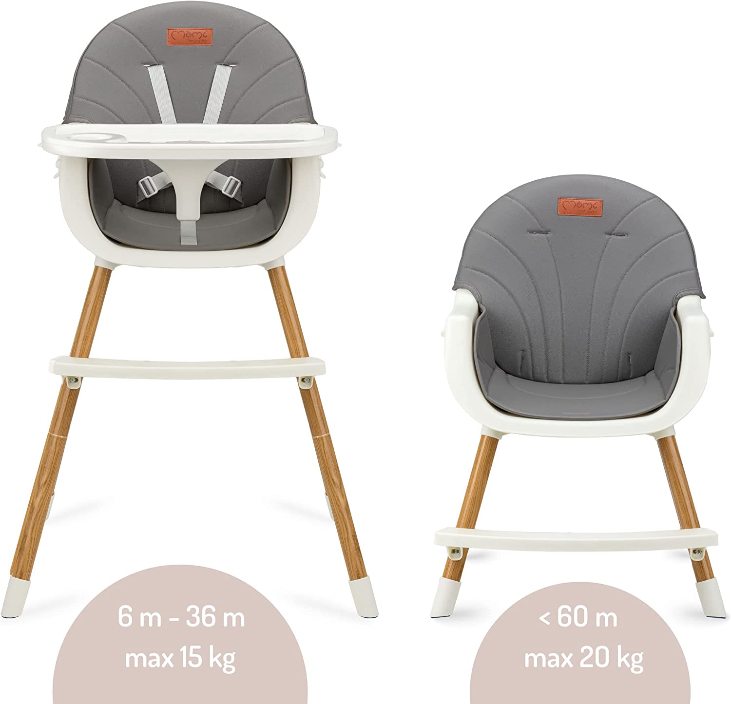 MoMi FLOVI Feeding Chair | 3-in-1 Product Black/Grey