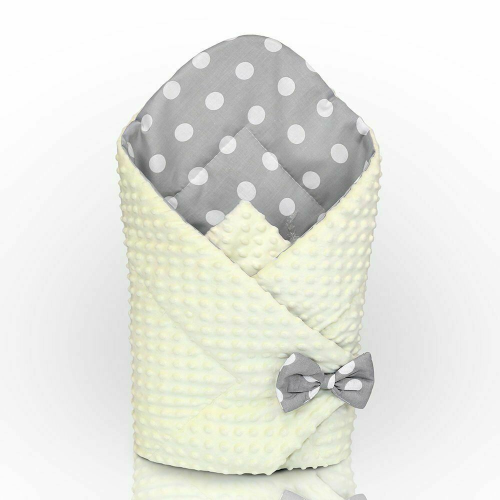 Baby Swaddle Wrap Newborn Dimple Cotton Infant Bedding Cream/ Dots On Grey