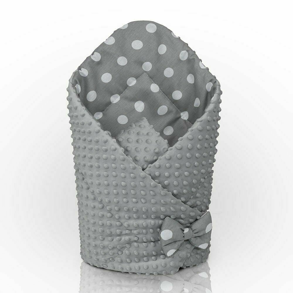 Baby Swaddle Wrap Newborn Dimple Cotton Infant Bedding Grey/ Dots On Grey