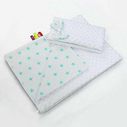 Warm Baby Blanket Dimple Cotton Quilt Pillow Double Sided 100X75cm White - Small Turquoise Stars On White