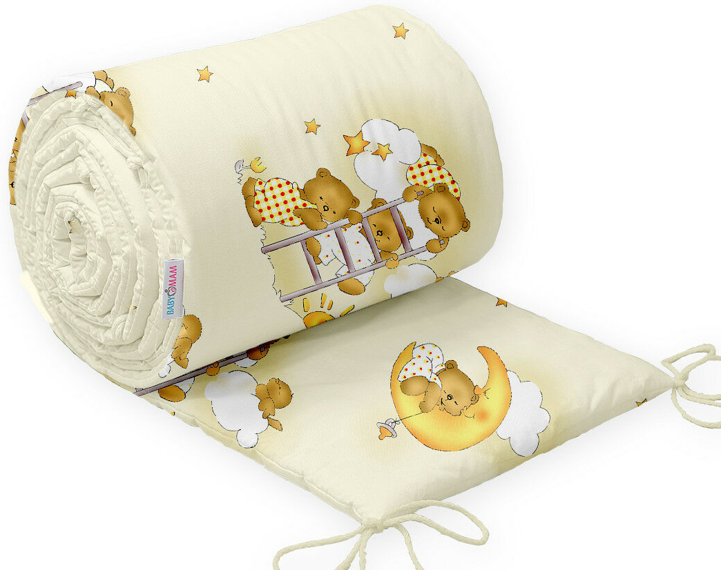 Baby padded bumper 180cm fit COT 100% Cotton Ladder cream