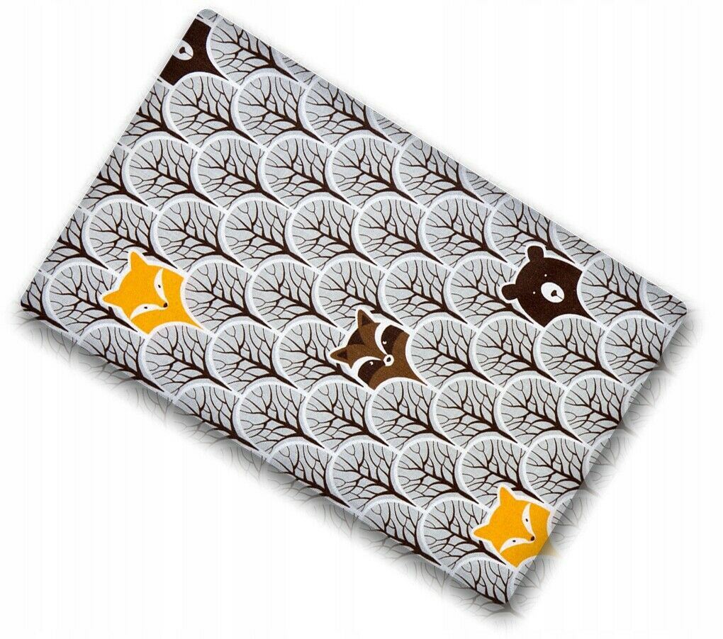 100% cotton fitted sheet printed design for baby crib 90x40cm Fox in forest grey