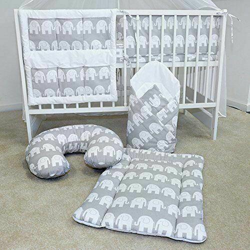 Baby Bedding Set 10Pc Fit Cot Bed 140x70cm - Elephants Grey - MyHappy Baby