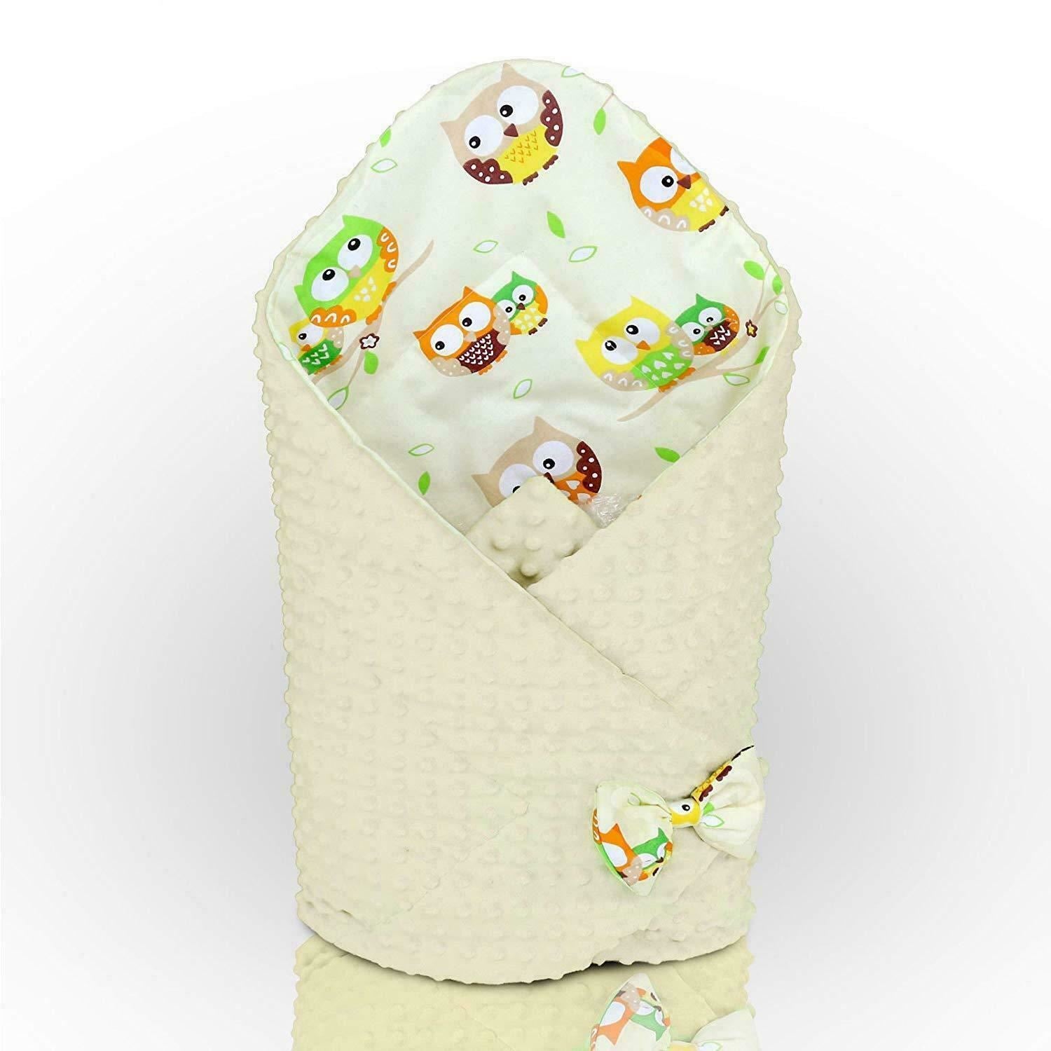 Baby Swaddle Wrap Newborn Dimple Cotton Infant Bedding Cream/ Owls Yellow