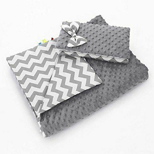 Warm Baby Blanket Dimple Cotton Quilt Pillow Double Sided 100X75cm Grey - Zig Zag