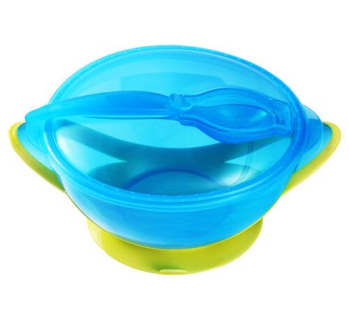Baby feeding bowl with spoon and lid BabyOno Suction Stay Put No Spill Green