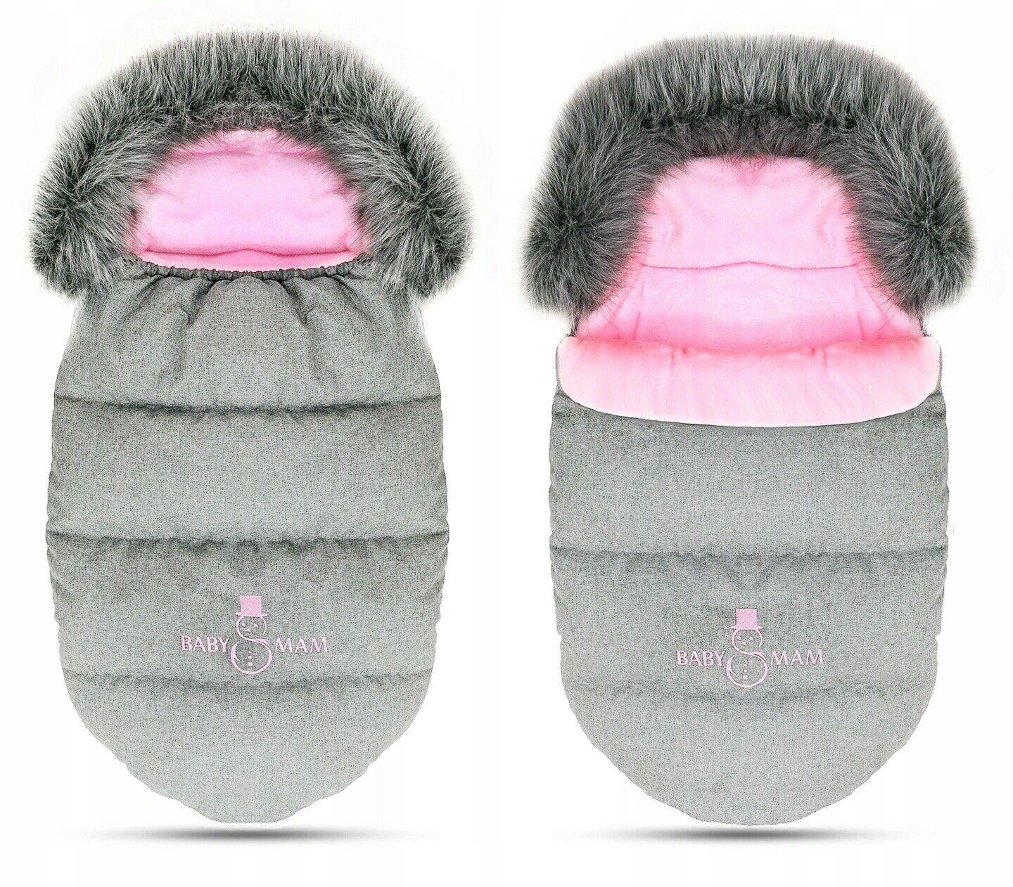 Universal Footmuff Husky Snowman Light Grey/ Pink