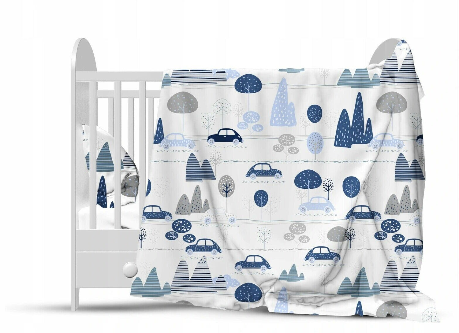 3Pc Baby Bedding Set Bumper All-round Pillowcase Duvet Cover Fit Cot 120x60cm Retro Cars