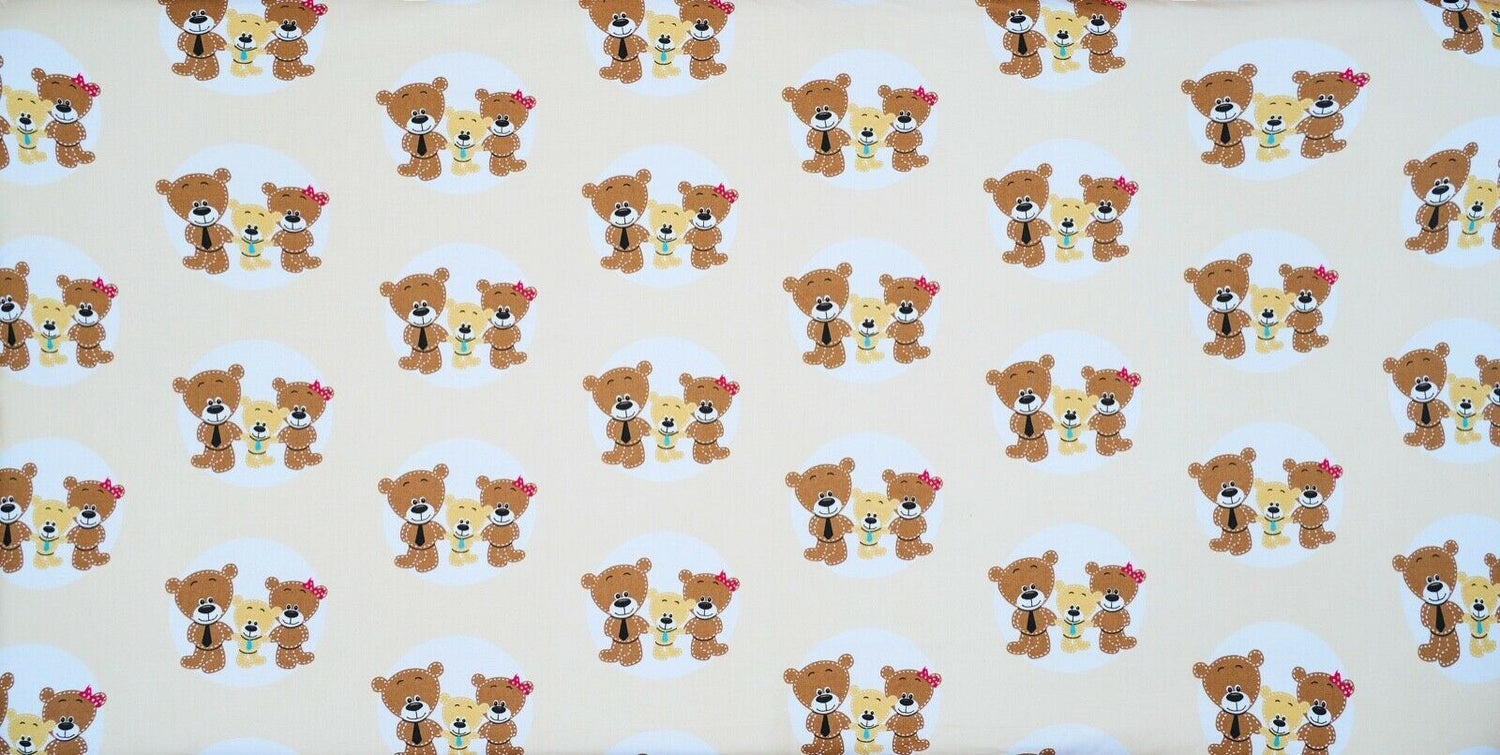 Baby Fitted Junior Bed Sheet Printed 100% Cotton Mattress 160X70cm Bears Family - MyHappy Baby
