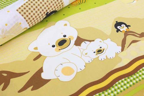 100% Cotton Fitted Sheet Printed Design Baby Crib 90X40cm Teddy Fish Cream