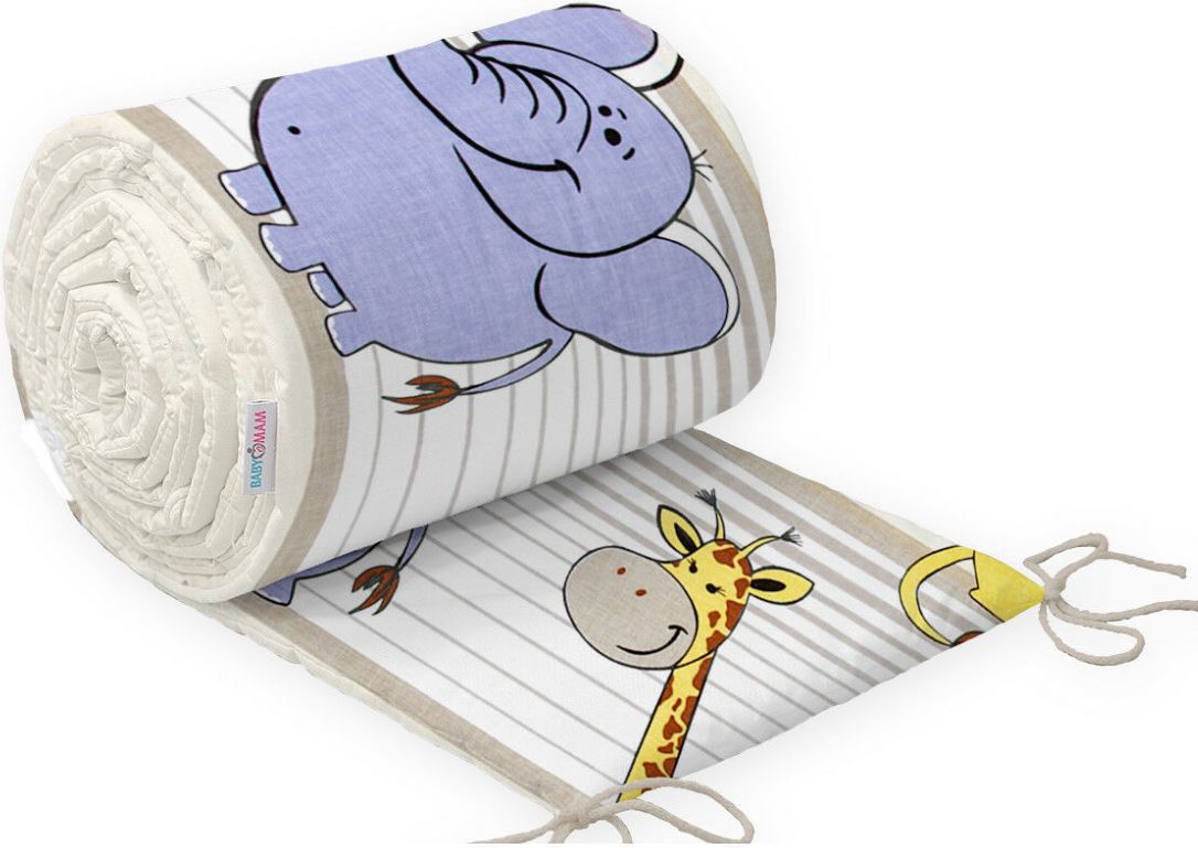 Baby bedding bumper 190 cm half cot bed Safari Beige