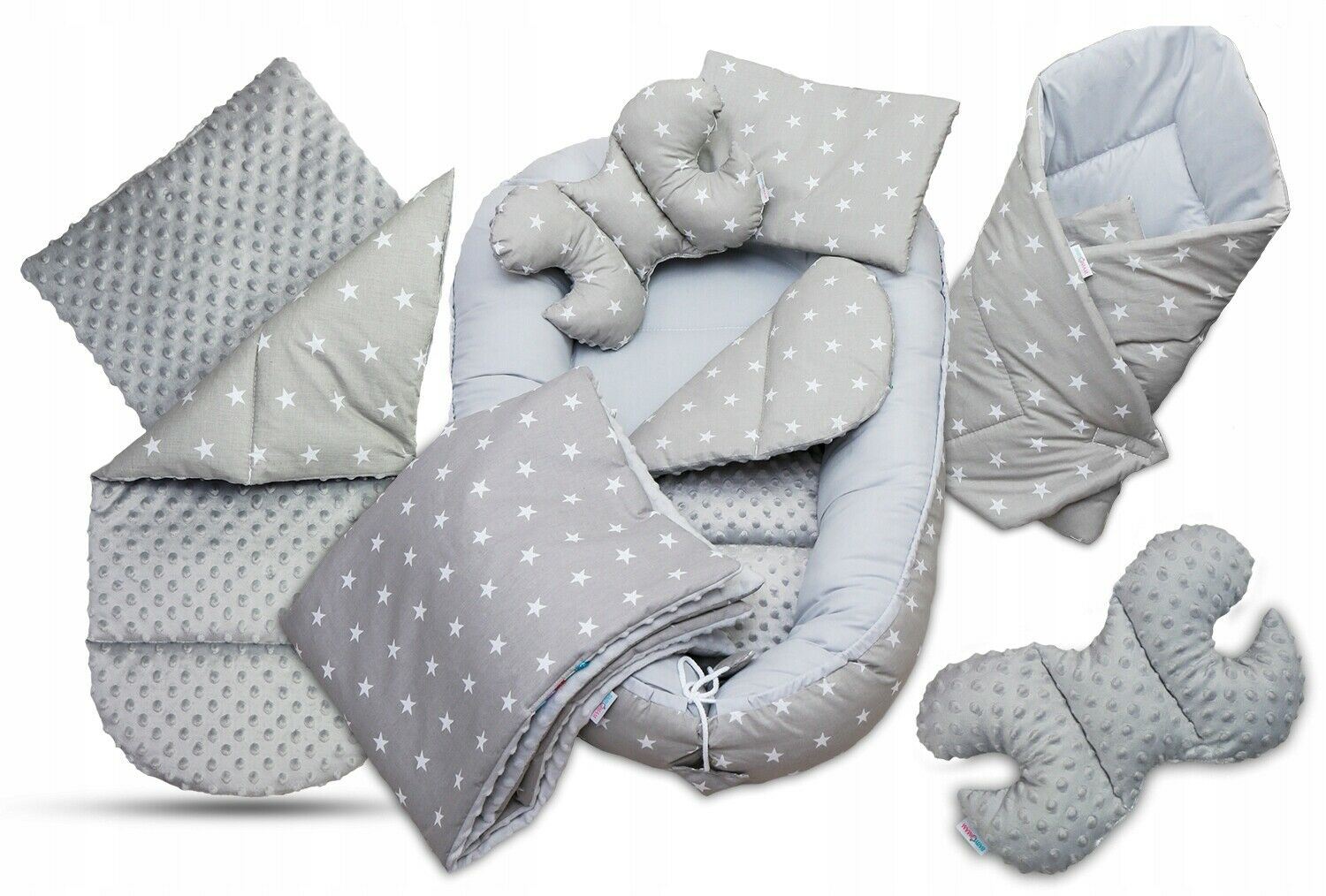 Baby 6pc Double-sided soft infant Cocoon Small stars with grey/ Grey