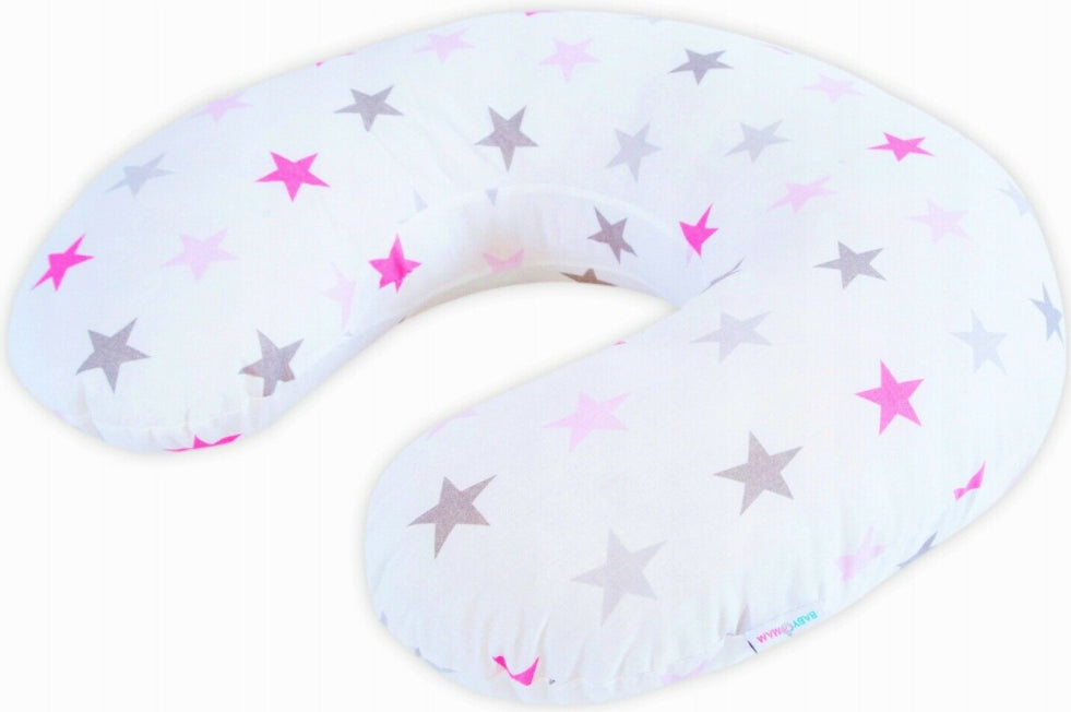 Cover For Feeding Pillow Baby Nursing Breastfeeding Grey Pink Stars