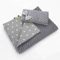 Warm Baby Blanket Dimple Quilt Pillow 100X75cm Grey - Small White Stars On Grey