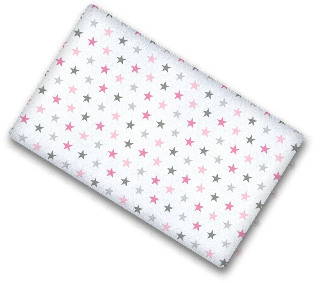100% cotton fitted sheet printed design for baby crib 90x40cm Grey pink stars
