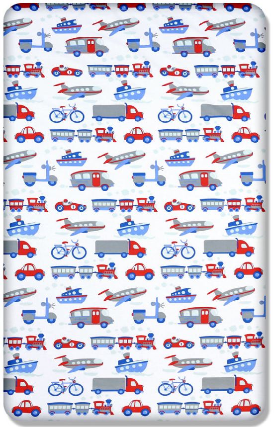 Baby Fitted Cot Bed Sheet Printed 100% Cotton Mattress 140X70cm Vehicles