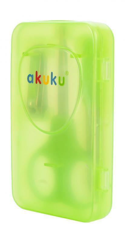 Manicure Set Akuku Baby Child Scissors Clipper Nail File Elegant Case Green