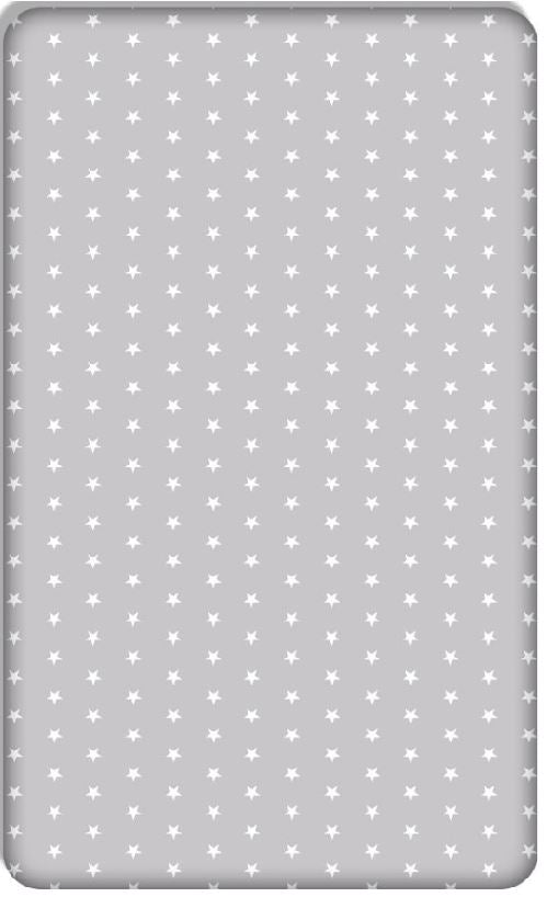 Baby Fitted Cot Bed Sheet Printed 100% Cotton Mattress 140X70cm Small White Stars On Grey