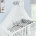 10Pcs Baby Bedding Set 100% Cotton Fit Cot 120x60cm Big White Stars On Grey
