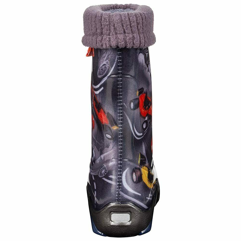Wellies Kids Rain Snow Boots Removable Inner Lining Socks Wellington Cars