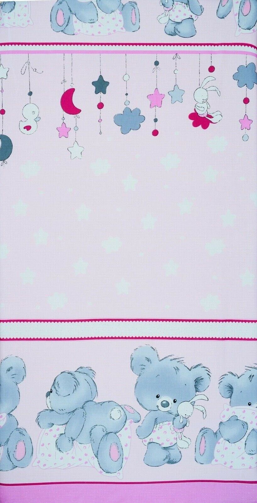 Baby Fitted Toddler Bed Sheet Printed 100% Cotton Mattress 160X80cm Cuddle Bear Pink - MyHappy Baby