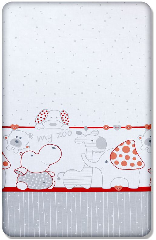 100% cotton fitted sheet printed design for baby crib 90x40cm Zoo red - MyHappy Baby