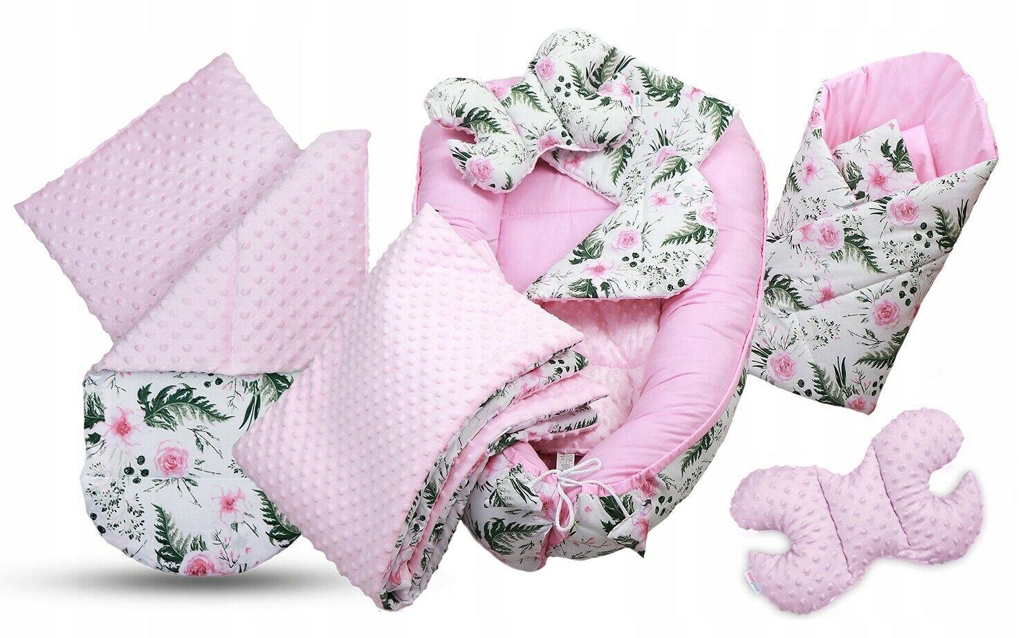 Baby 6pc Double-sided soft infant Cocoon Garden Flowers/ Dots with Pink