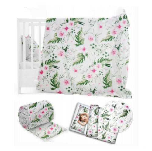 5Pc bedding set nursery pillow duvet bumper fit cot 120x60 Garden Flowers