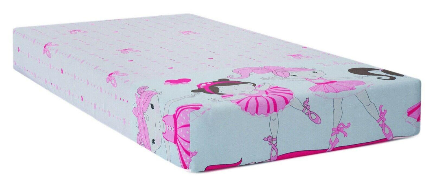 Baby Fitted Junior Bed Sheet Printed 100% Cotton Mattress 160X70cm Ballerina Pink