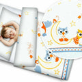 Baby 4Pc Bedding Set Pillow Duvet Quilt Fit Cotbed 140X70cm Owls Moon Grey