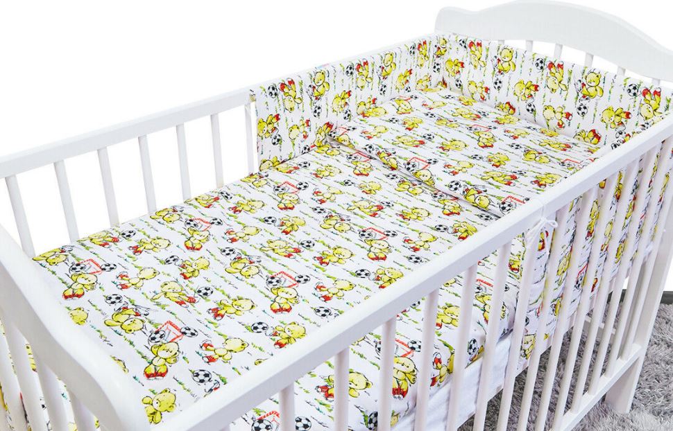 Baby bedding set 10pc fit cot bed 140x70cm - Football teddy bear