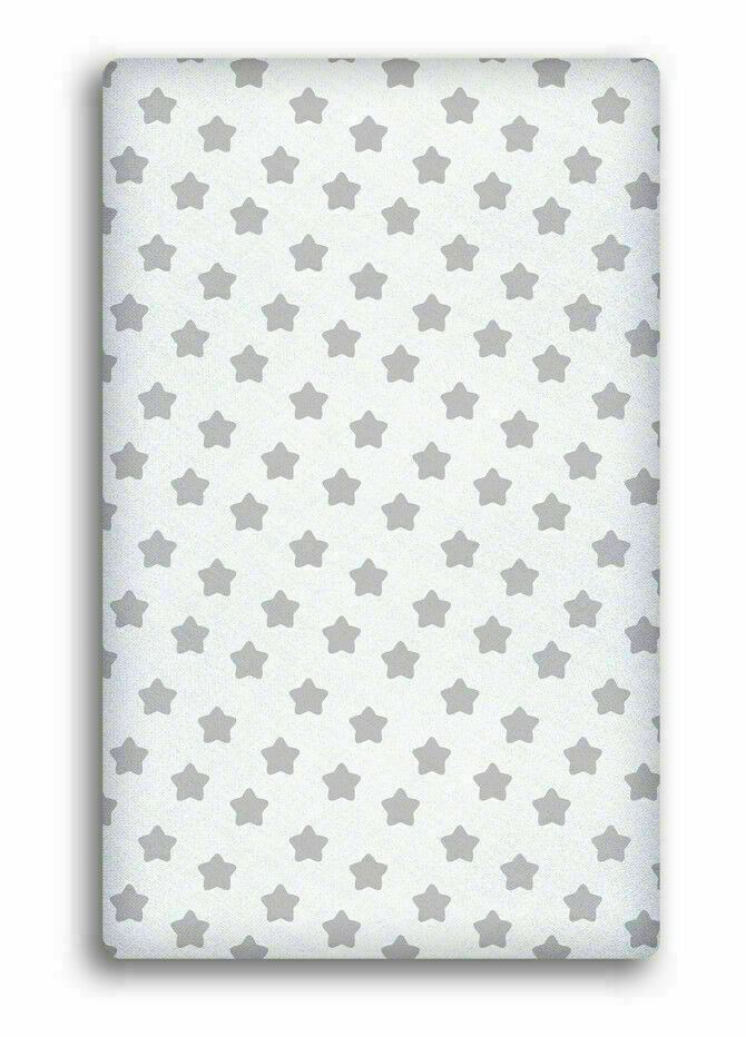 Baby Fitted Junior Bed Sheet Printed 100% Cotton Mattress 160X70cm Big Grey Stars On White
