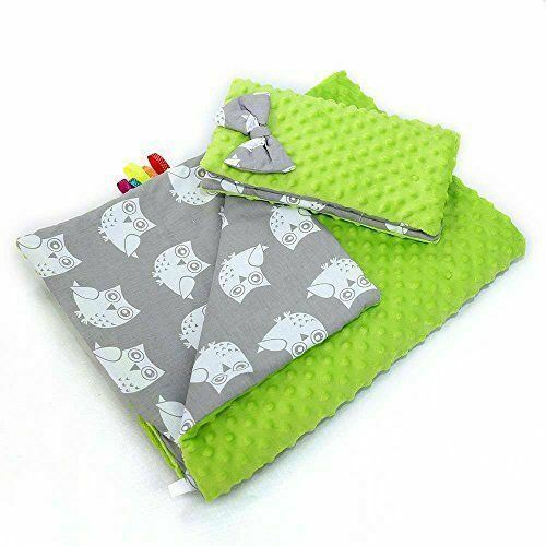 Warm Baby Blanket Dimple Quilt Pillow 100X75 Green - Owls Grey