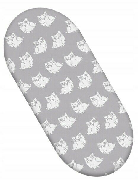Cotton Fitted Baby Sheet Fit Moses Basket Pram 80X38cm Owls Grey