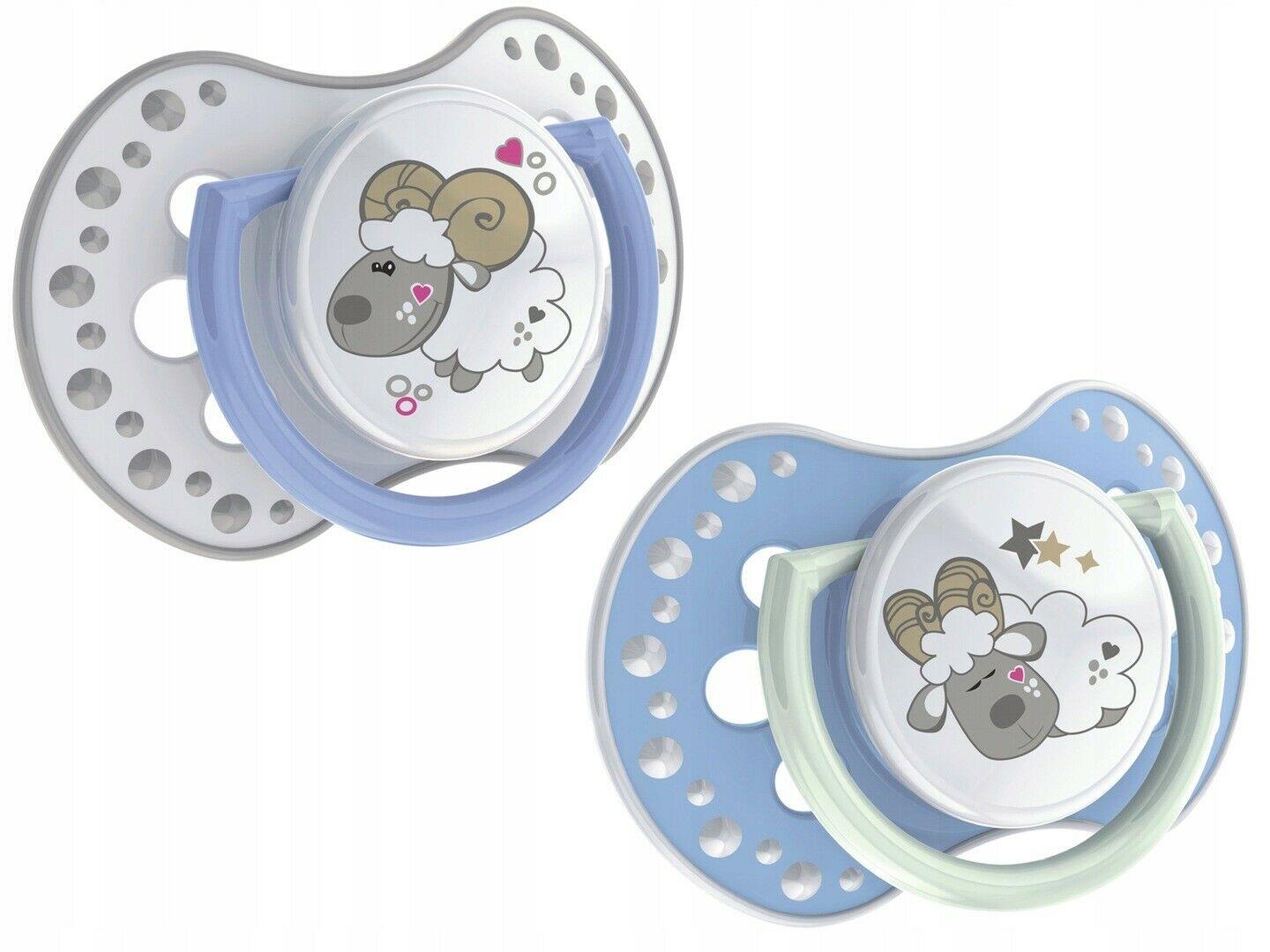Lovi 2X Silicone Dynamic Soother Dummy Pacifier 3-6 M Day&Night Sheep Blue