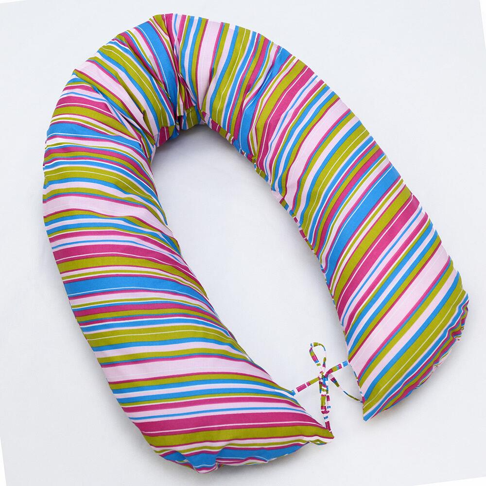 Large Brestfeeding Pillow Cover Baby Pregnancy 170cm Magenta Stripes