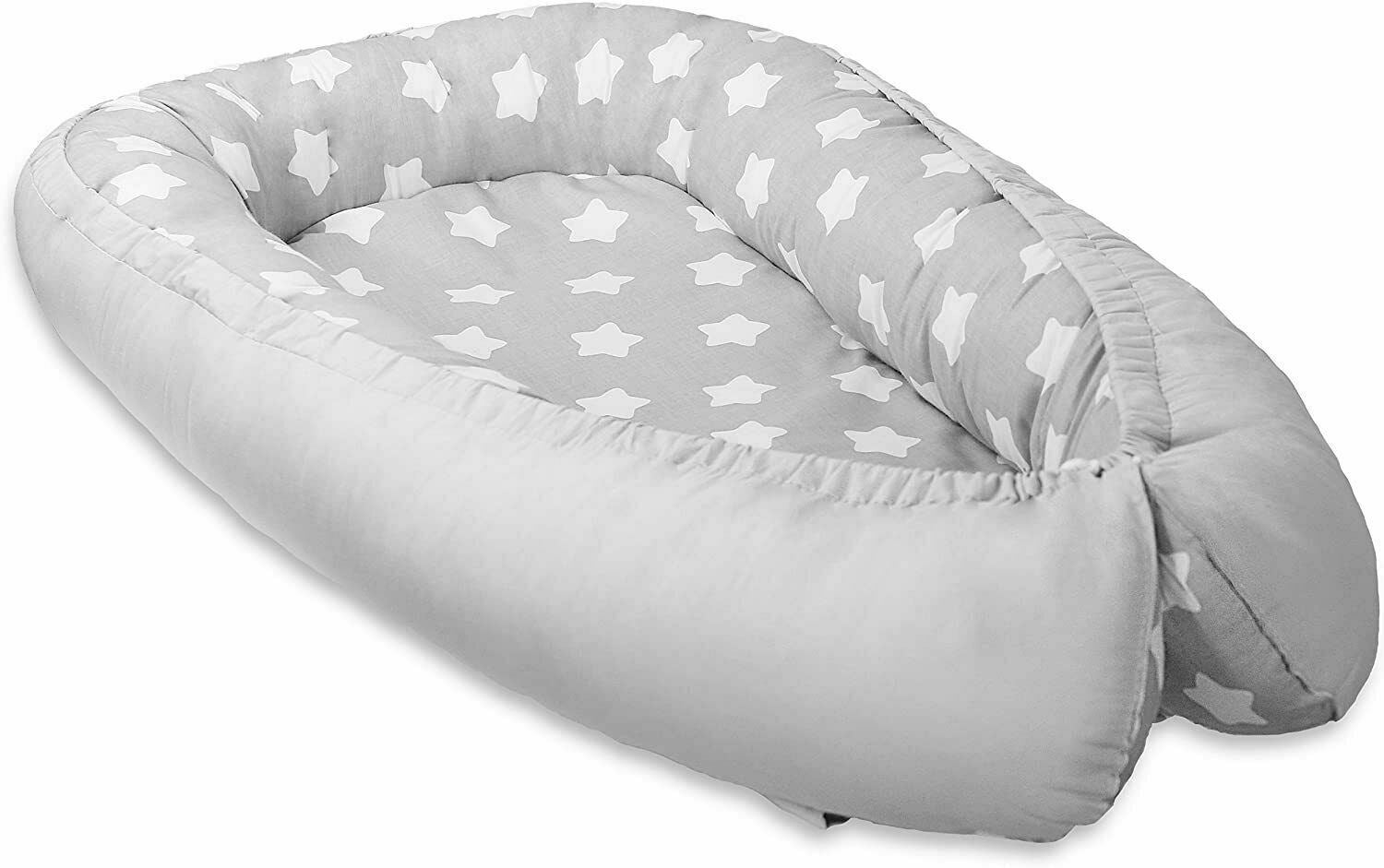 Baby Soft Cocoon Infant Reversible Sleep Nest Grey/ Big White Stars On Grey