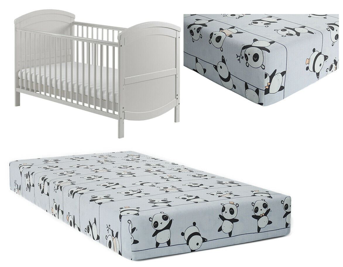 Baby Fitted Cot Sheet Printed Design 100% Cotton Mattress 120X60 cm Little Panda