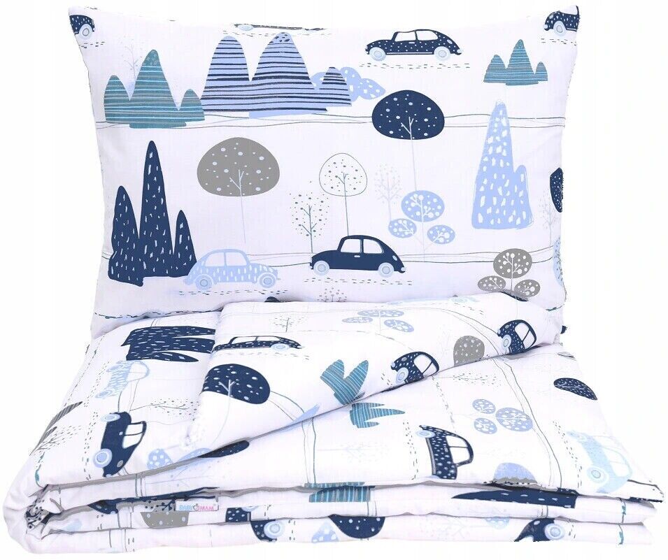 3Pc Baby Bedding Set Bumper Pillow Duvet Fit Cot 120x60cm Retro Cars - MyHappy Baby