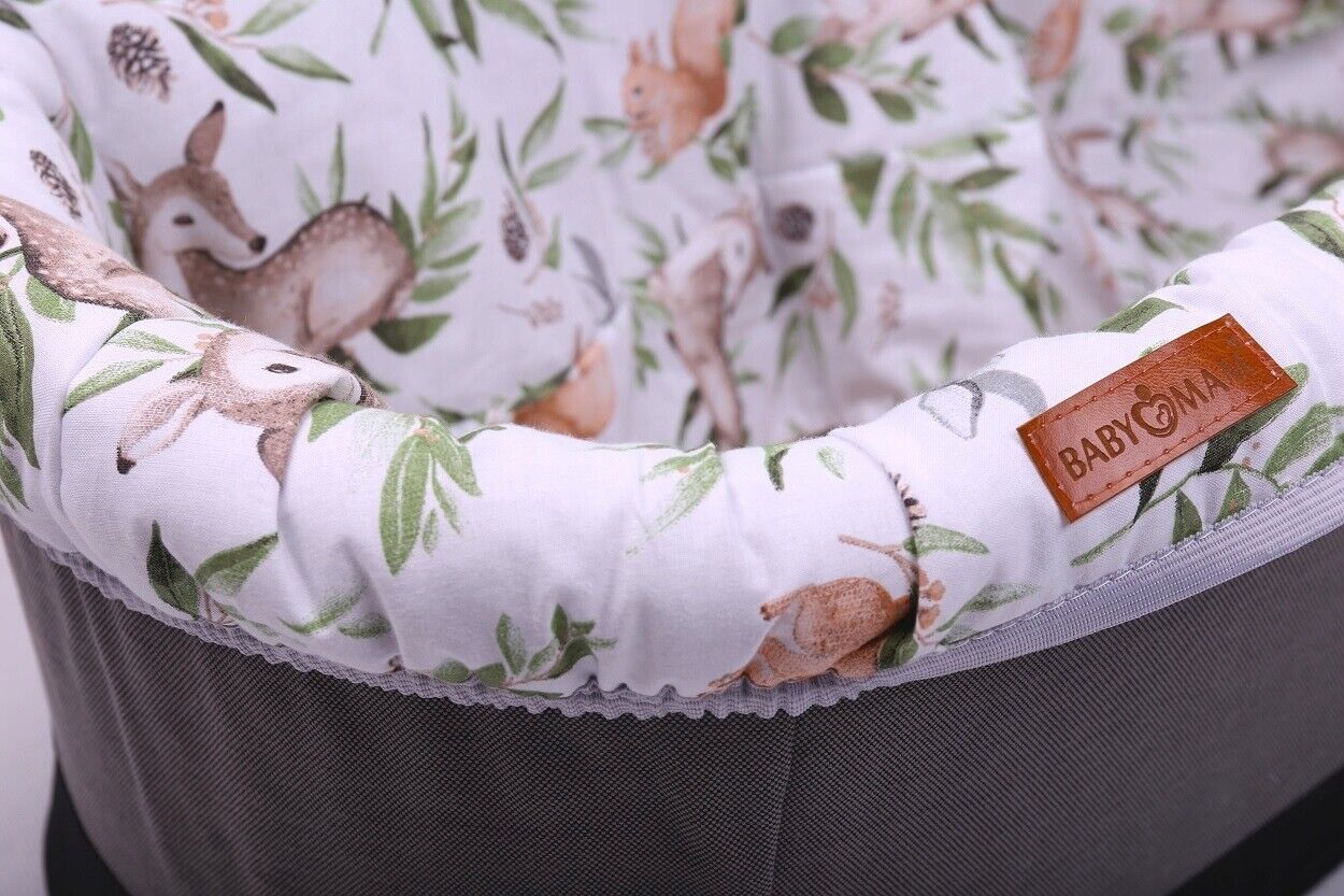 Carrycot cover Double-sided Liner Pushchair Pram Green Glade/Grey