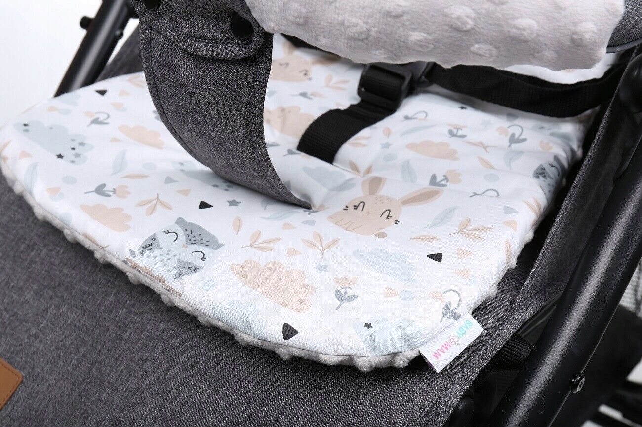 Baby Liner Stroller Buggy Pad Universal Dimple Insert 71x35cm GREY/Forest friends