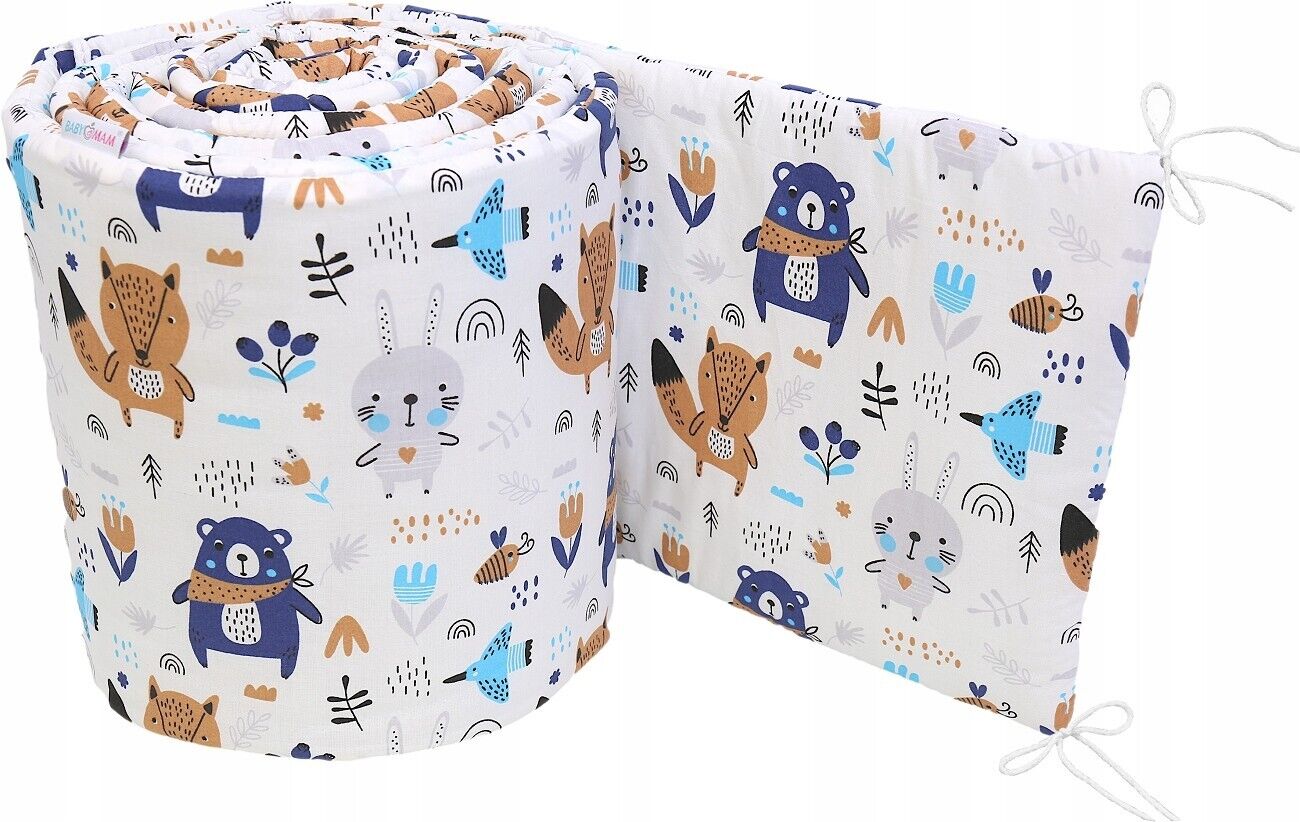 Baby Bedding Set 3pc fit Crib 70x80cm Bumper 260cm Cotton Animals Navy