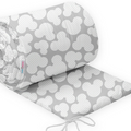 Padded Baby Bumper To Fit Cot 120x60 All Around 100% Cotton 360cm Mouse Grey